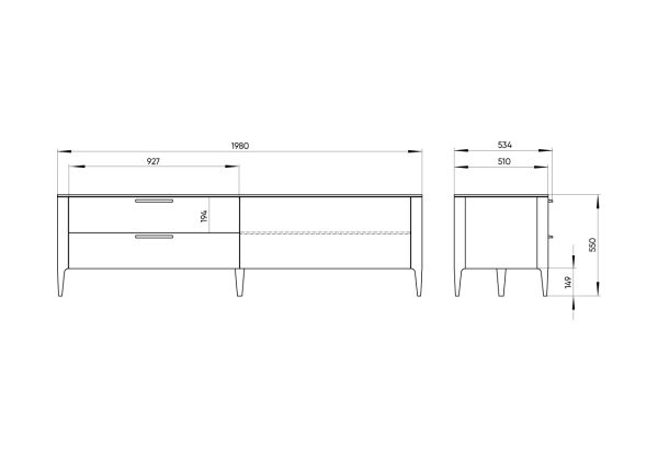 Тумба Type oak под ТВ 2 ящика откидная дверь (молочный) — изображение 4
