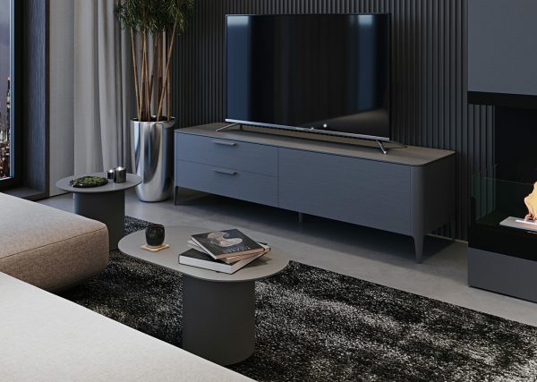 Тумба Type oak под ТВ 2 ящика откидная дверь (темно-серый) — изображение 3