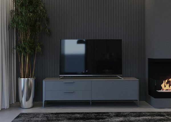 Тумба Type oak под ТВ 2 ящика откидная дверь (темно-серый) — изображение 4