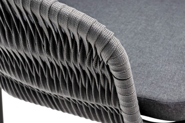 "Бордо" стул плетеный из роупа (колос), каркас алюминий серый (RAL7022) муар, роуп серый 15мм, ткань темно-серая 027 — изображение 5