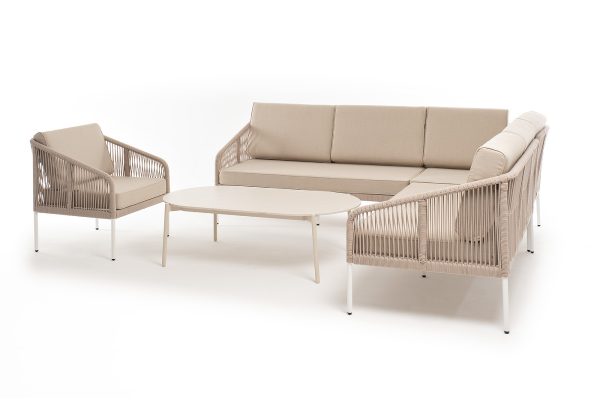 "Канны" модульная угловая лаунж-зона из роупа (веревки) со столом "Диего" (молочный), цвет бежевый — изображение 3