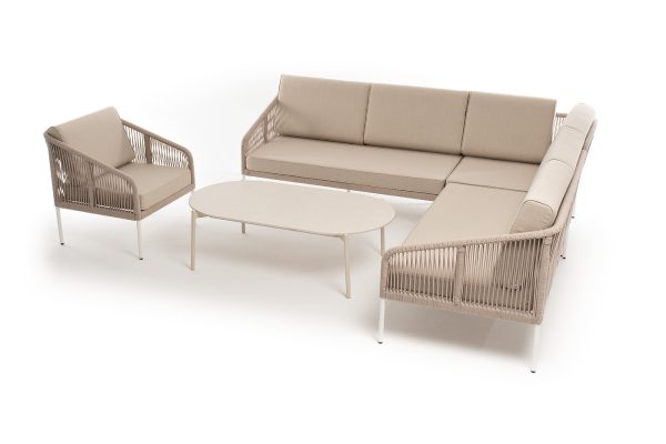 "Канны" модульная угловая лаунж-зона из роупа (веревки) со столом "Диего" (молочный), цвет бежевый — изображение 4