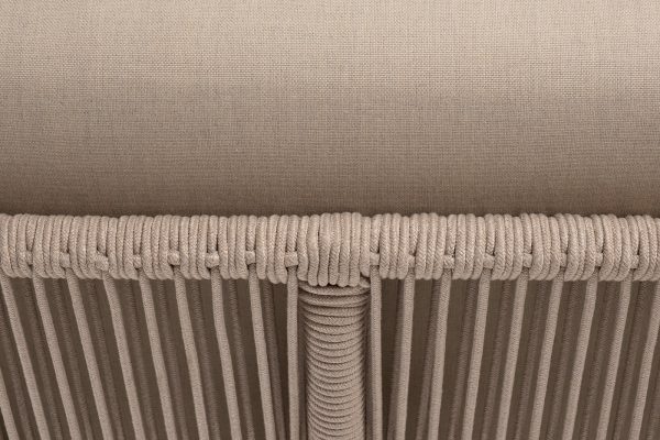 "Канны" угловой модуль плетеный из роупа, каркас алюминий белый муар, роуп бежевый круглый, ткань бежевая 15052 — изображение 5