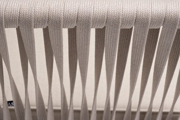 "Касабланка" диван 2-местный плетеный из роупа, каркас алюминий белый муар, роуп бежевый 20мм, ткань бежевая 15052 — изображение 5