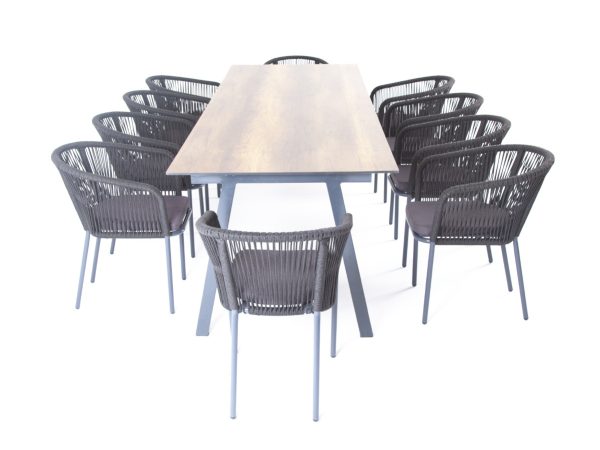 "Куба" обеденная группа на 10 персон, стол HPL "дуб", круглый роуп — изображение 4