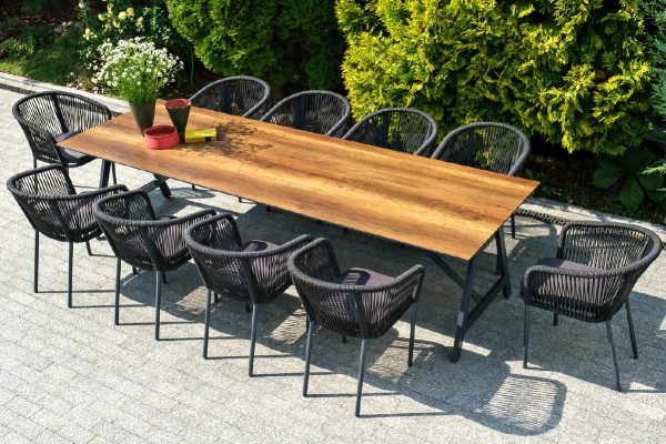 "Куба" обеденная группа на 10 персон, стол HPL "дуб", круглый роуп — изображение 5