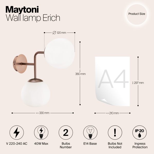 Настенный светильник (бра) Maytoni MOD221-WL-02-G — изображение 5