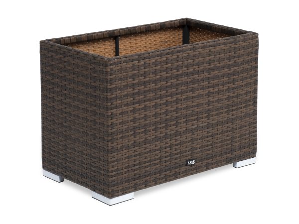 "Лунго" кашпо для цветов большое плетеное из искусственного ротанга, цвет бежевый — изображение 3