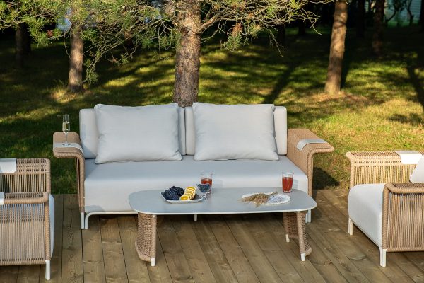 "Мальдивы" лаунж-зона из искусственного ротанга, цвет соломенный — изображение 3