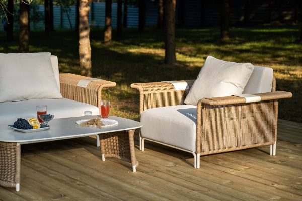 "Мальдивы" лаунж-зона из искусственного ротанга, цвет соломенный — изображение 4