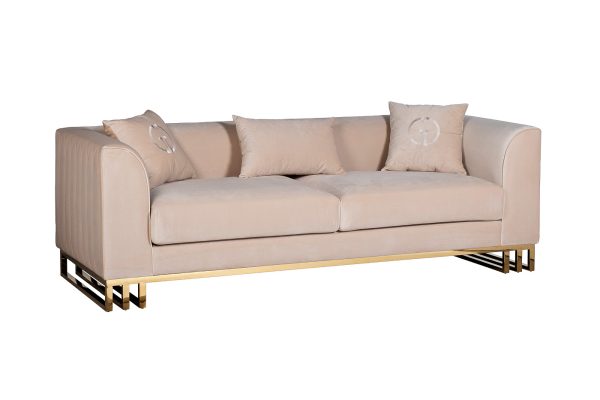 102AN-20493 Диван Lucerne трехместный велюр бежевый 230*86*75см — изображение 2