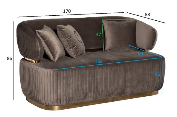 102AN-DIV-1302-KOR Диван Glarus двухместный, велюр коричневый 170*88*86см — изображение 5