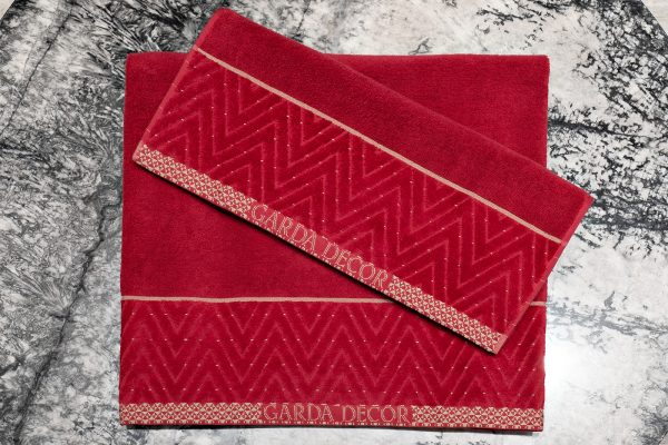 119VAL-01148 Полотенце Орсетто бордовое 50*90 — изображение 4