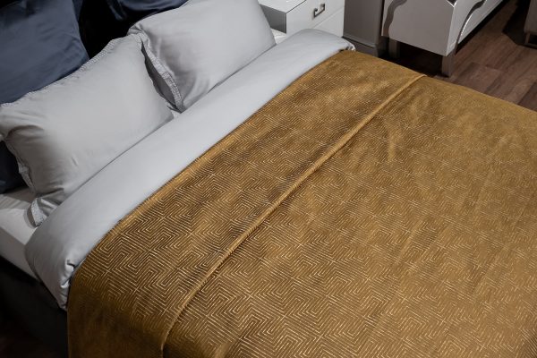 121GD-12115 Покрывало Gloss горчичное 260*260 — изображение 4