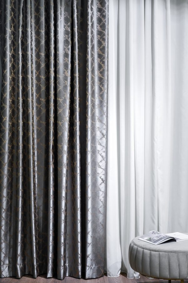 121GD-GAB1306-PORT SER Портьера TRENTO серая  275*260см — изображение 3