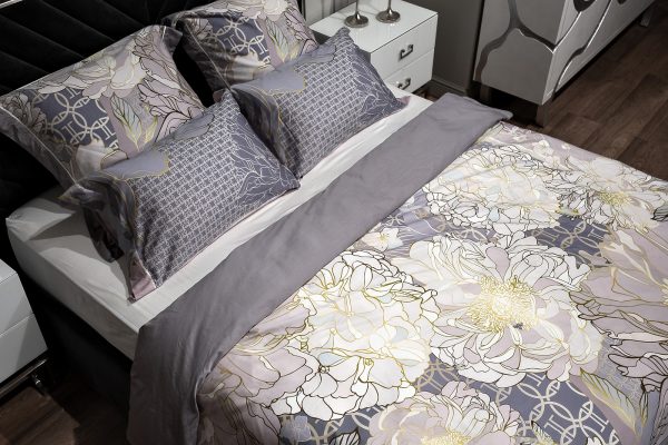 130HB-00021 Пододеяльник сатин принт Пионы серый 230*210 — изображение 3