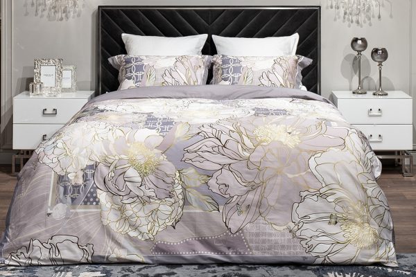 130HB-00028 Комплект наволочек сатин принт Пионы серый  50*70(2шт) — изображение 2