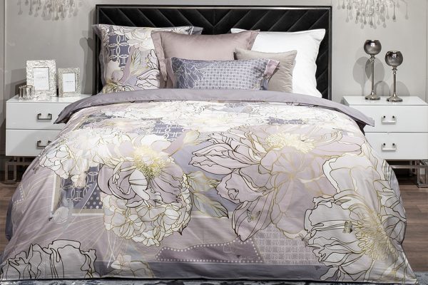 130HB-00029 Комплект наволочек сатин принт Пионы серый  70*70(2шт) — изображение 2