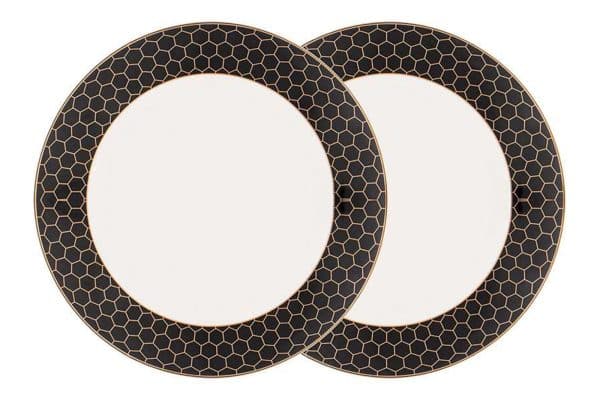 133-359 Набор тарелок обеденных "Harmony" чёрно-золотая деколь 2 шт