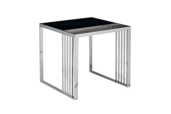 13RX-50330 Стол журнальный черн.стекло/серебро 55*55*55 см — изображение 2