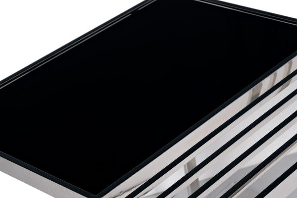 13RX-50330 Стол журнальный черн.стекло/серебро 55*55*55 см — изображение 3