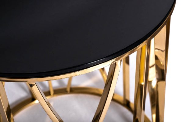 13RXET3103-GOLD Стол журнальный стекло черн./золото d50*55см — изображение 2