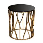 13RXET3103-GOLD Стол журнальный стекло черн./золото d50*55см
