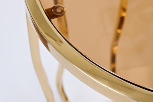 13RXET4036-GOLD Стол журнальный стекло коричн./золото d50*60см — изображение 2