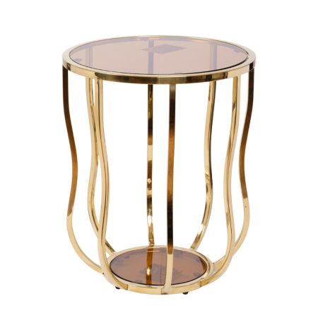 13RXET4036-GOLD Стол журнальный стекло коричн./золото d50*60см