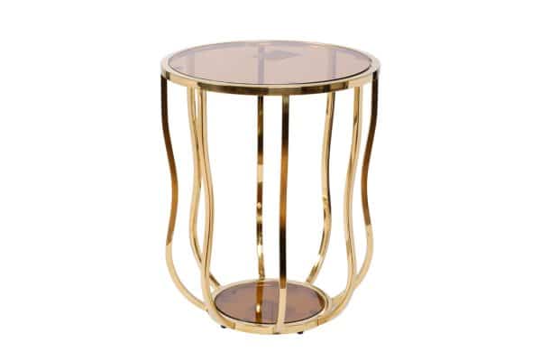 13RXET4036-GOLD Стол журнальный стекло коричн./золото d50*60см