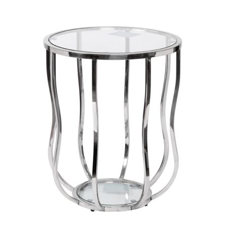 13RXET4037-SILVER Стол журнальный стекло прозр./серебро d50*60см