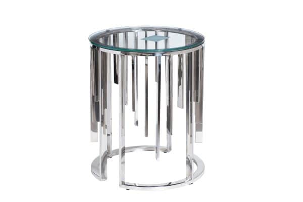 13RXET8077-SILVER Стол журнальный стекло прозр/серебро d46*55см
