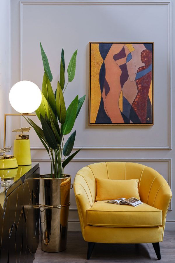 13RXFP3117-GOLD Кашпо высокое напольное цвет золото d.35*70см — изображение 5