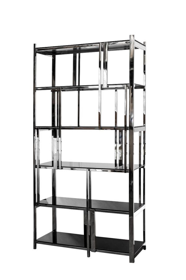 13RXSH3052-SILVER Стеллаж стекло черн./серебро 100*38*200см — изображение 2
