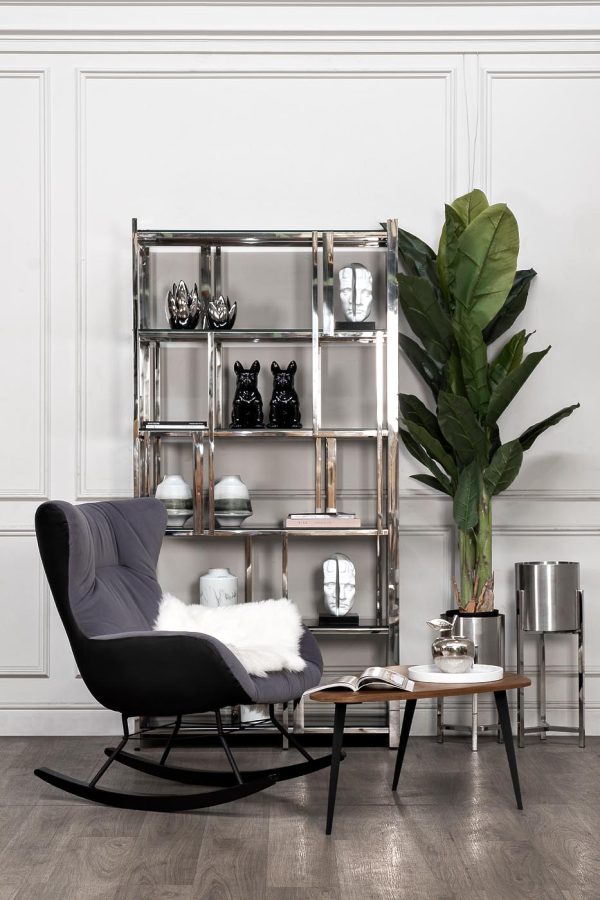 13RXSH3052-SILVER Стеллаж стекло черн./серебро 100*38*200см — изображение 4