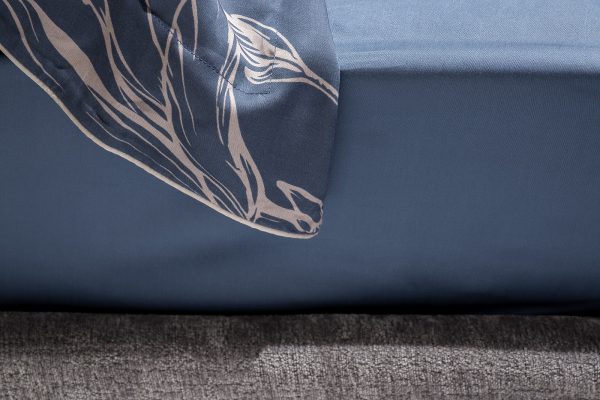 144HF-10407 Простыня на резинке тенсель синяя 180*200*30 — изображение 5