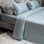 144HF-70606 Простыня на резинке тенсель бирюзовая 160*200*30