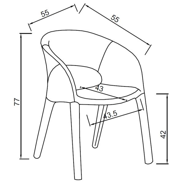160KD-80200 Стул обеденный экокожа бежевый 55*55*77см — изображение 4