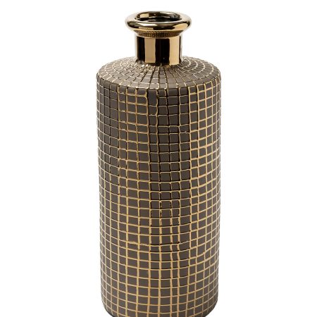 18H2632-L Ваза керамическая c золотым декором d12*30см