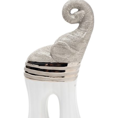 18H2747-WH Статуэтка "Слон" белая с серебром 13*6.8*24.5