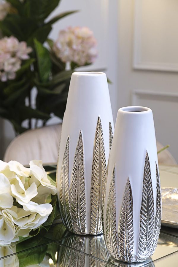 18H2840S-19 Ваза белая с декором d10,7*28см — изображение 3