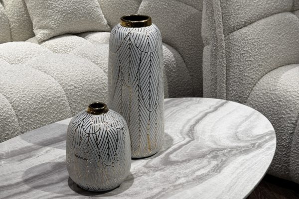 18H2859-20 Ваза керамическая с золотым принтом  d15*35см — изображение 2