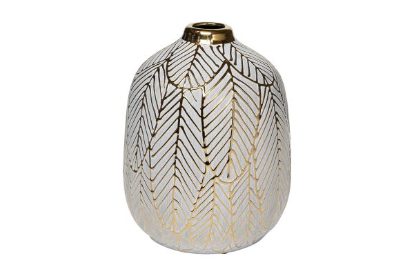 18H2861-20 Ваза керамическая с золотым принтом d15*20см