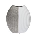 18H2891-20  Ваза керамическая белая с серебром 18*9*20см