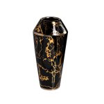 18H3296-BL Ваза керамическая черная с золотым декором d14