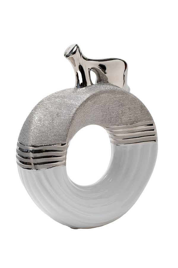 18H7778L-WH Декор настольный "Яблоко" белое с серебром 23*9*30см — изображение 2