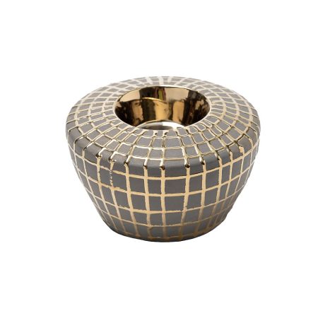 18H7819-S  Подсвечник c золотым декором d10*6см