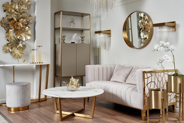 19-OA-6276L Зеркало в металл. объемной  раме золото d80*10 см — изображение 4