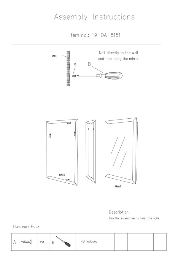 19-OA-8151 Зеркало прямоугольное 80*110см — изображение 4