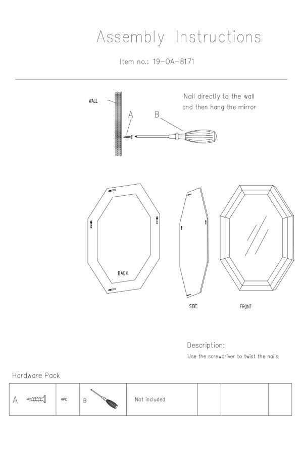 19-OA-8171 Зеркало декоративное в серебристой раме 76*101см — изображение 4